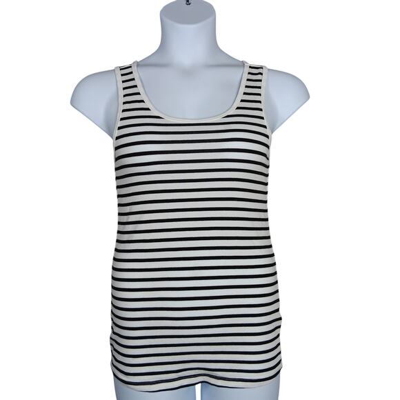 Amazon Essentials Tank Top Size Large Black and White Stripes White Trims - Picture 1 of 6
